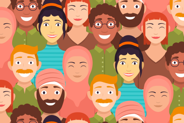 Grafica con persone di razze diverse che rappresentano la diversity e inclusion